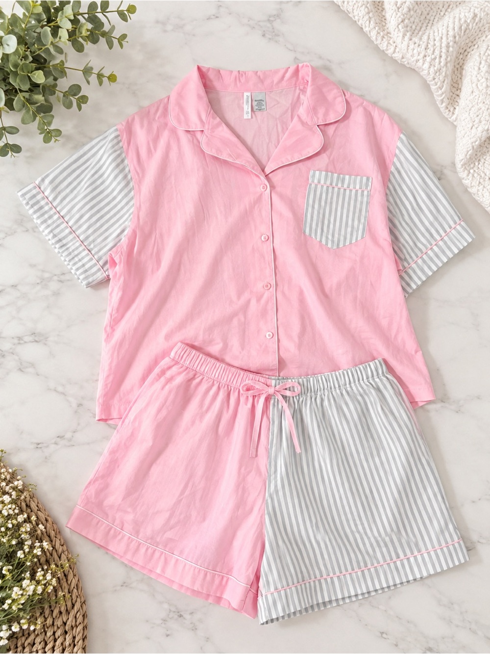 Women's Pink Stripe Short Pajama Set- NWT!